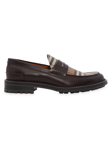 men burberry fred check|Burberry Men's Fred Leather Loafers .